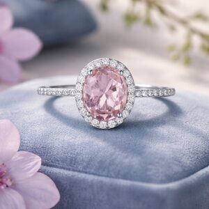 New Oval Pink Sapphire Ring Sz 8 S 925 Silver Wedding Timeless Luxury Romantic